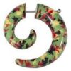 Fake Ohr Spirale stärker 6mm Acryl gesamt groß 34mm Army Look mit Chirurgenstahl Stecker