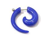 Fake Ohr Spirale Expander Acryl Farbe Blau stärker 6mm mit Chirurgenstahl Stecker