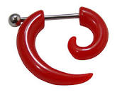 Fake Ohr Spirale Expander Acyl Rot stärker 4mm mit Chirurgenstahl Stecker